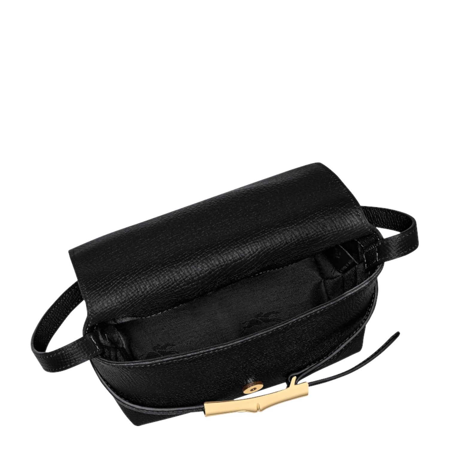 Lieblingstasche Le Smart Flow Umhängetasche S in black leather with gold-tone metal hardware and open interior
