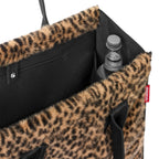 Lieblingstasche Daily Shopper tote bag in leopard print faux fur with black interior and bottle holder