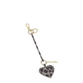 Lieblingstasche heart charm with grey and black leopard print pattern and gold-tone hardware