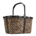 Lieblingstasche Carrybag shopping basket with a stylish leopard print faux fur finish and black aluminium handle.