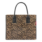 Lieblingstasche Daily Shopper tote bag in a brown and black leopard print faux fur with black leather handles