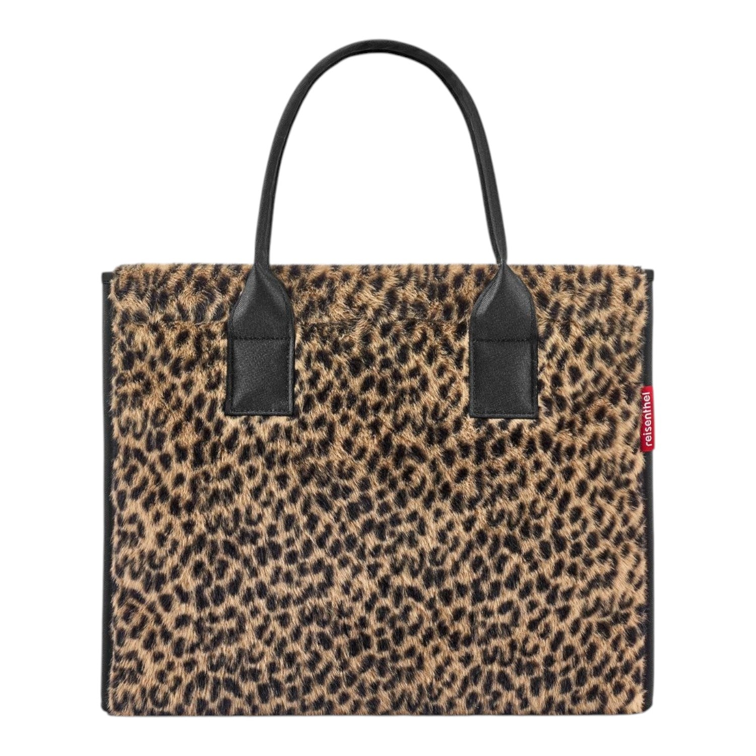 Lieblingstasche Daily Shopper tote bag in a brown and black leopard print faux fur with black leather handles