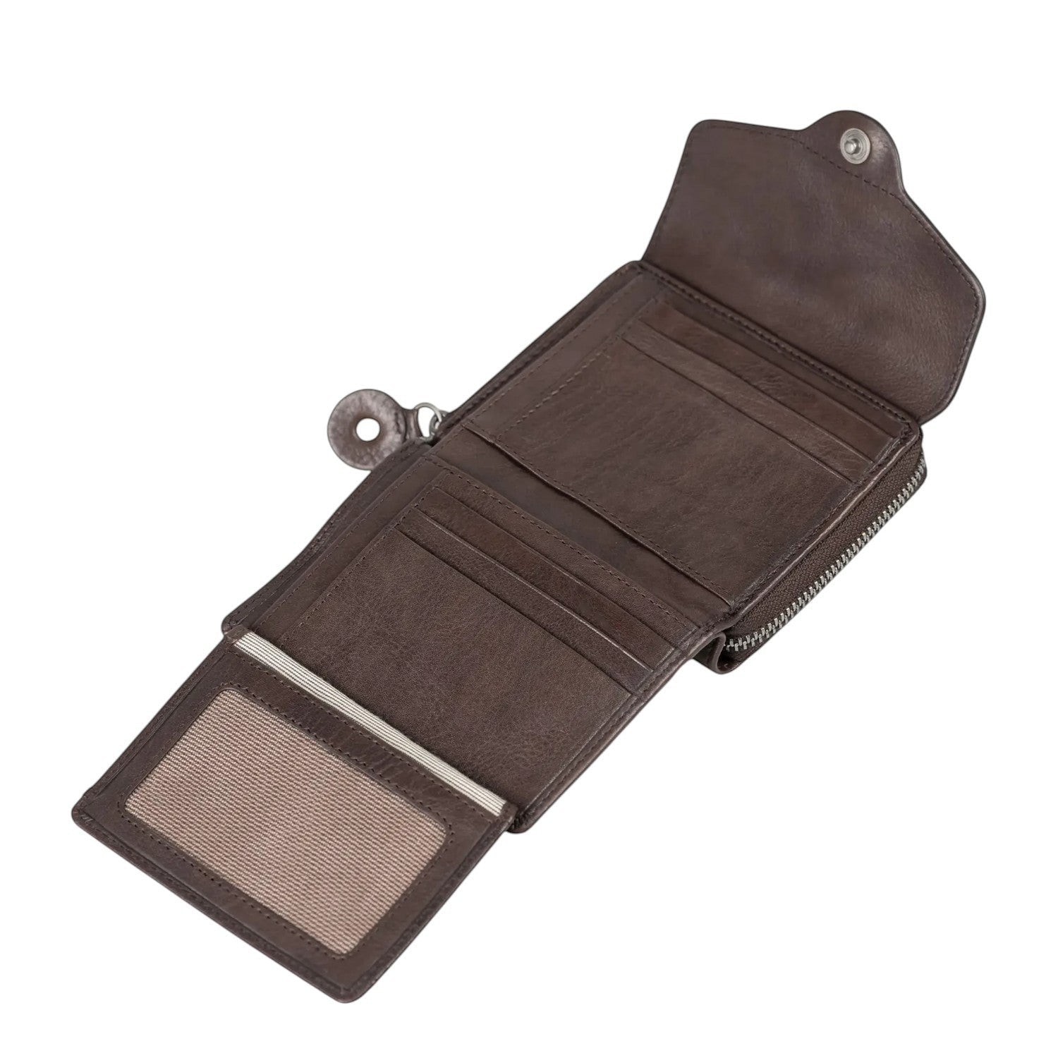 Lieblingstasche Lesley brown leather wallet open with card slots and ID window