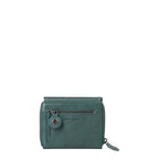 Lieblingstasche Lesley small teal green leather wallet with a front zippered pocket and metal hardware