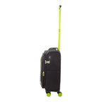 Lieblingstasche Lightstyler cabin spinner suitcase in black with vibrant lime green handle and wheel accents.