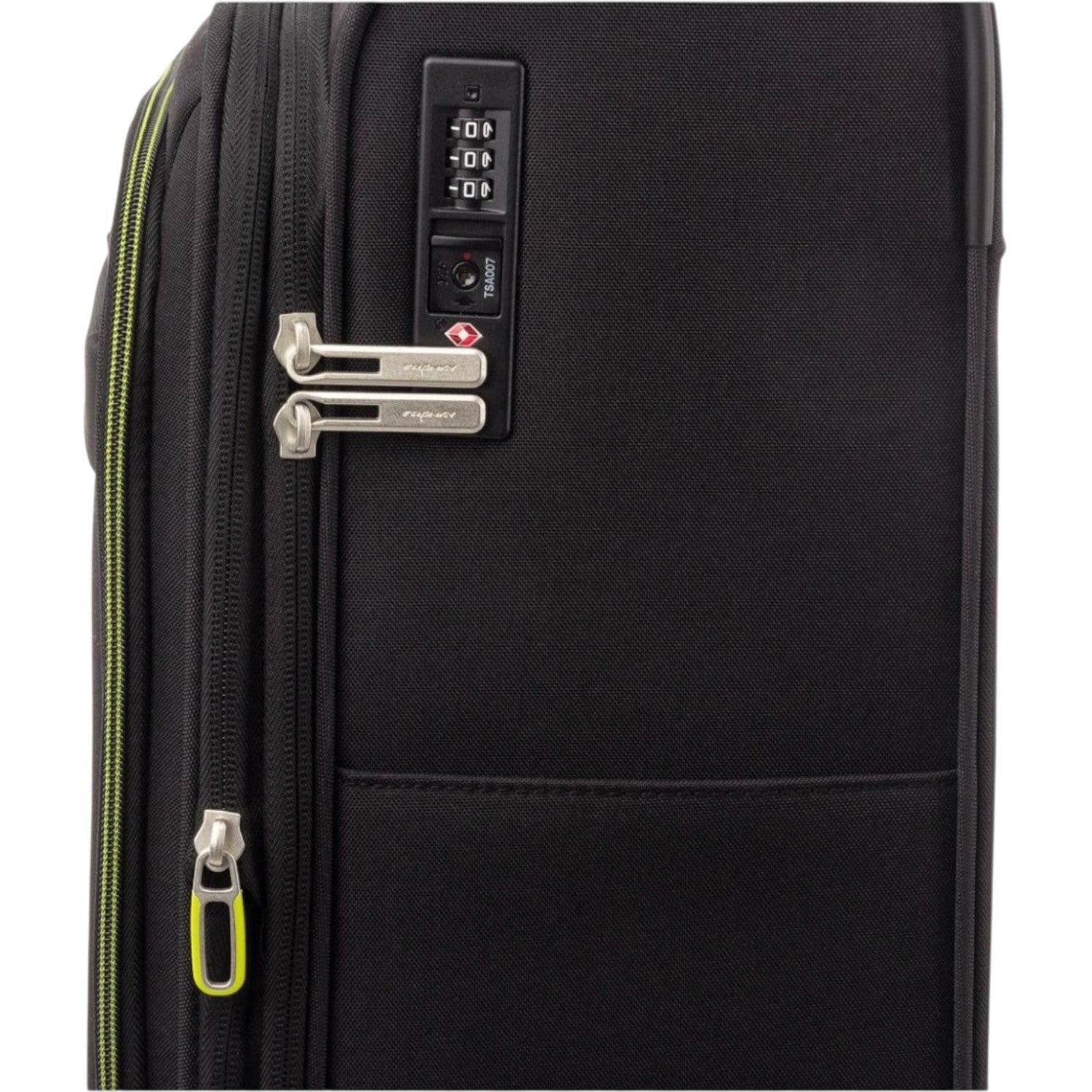 Lieblingstasche Lightstyler cabin spinner suitcase in black with lime green accents and integrated TSA lock