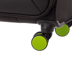 Lieblingstasche Lightstyler cabin spinner suitcase in black with vibrant green wheels for easy travel.