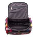 Lieblingstasche Lightstyler beautycase with a colorful plaid pattern, featuring an open main compartment and lid zip