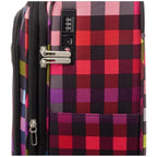 Lieblingstasche Lightstyler cabin spinner suitcase featuring a vibrant red and purple plaid pattern with TSA lock.
