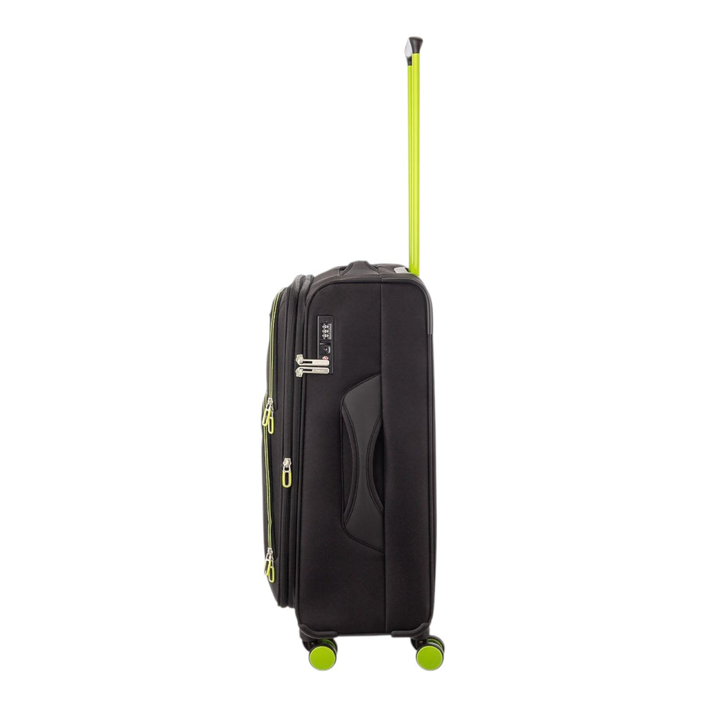 Lieblingstasche Lightstyler Spinner M suitcase in black with vibrant lime green accents and telescopic handle