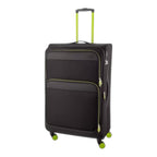 Lieblingstasche Lightstyler Spinner L black suitcase with lime green accents, telescopic handle, and four wheels.