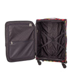 Lieblingstasche Lightstyler Spinner L suitcase interior with black lining, mesh pockets, and cross-straps.