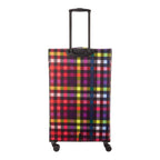 Lieblingstasche Lightstyler Spinner L suitcase featuring a vibrant multi-colored plaid pattern and telescopic handle