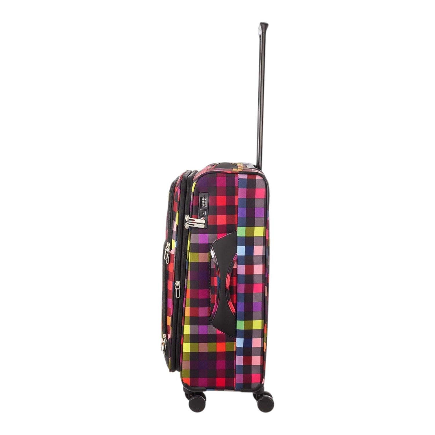 Lieblingstasche Lightstyler Spinner M suitcase in a vibrant multi-coloured plaid pattern with side handle and wheels