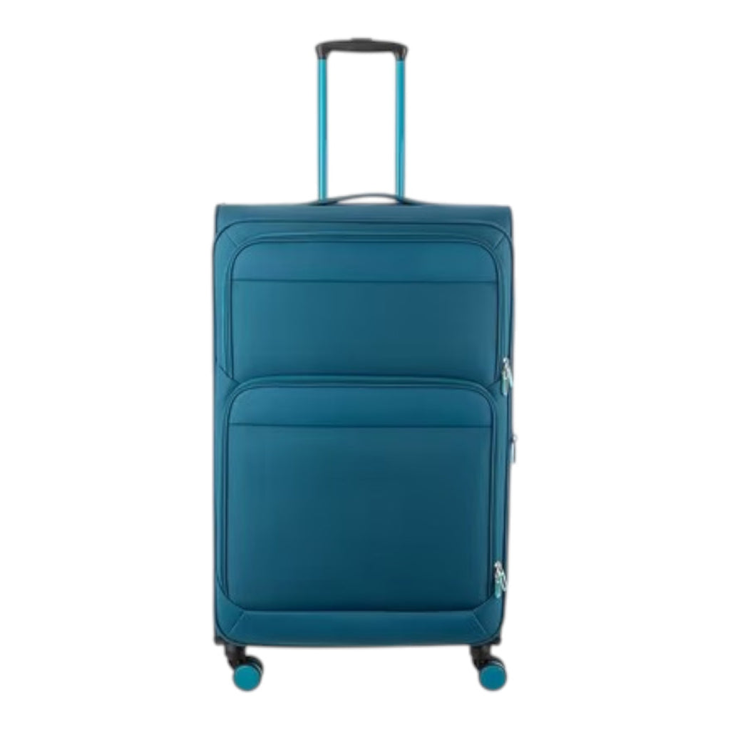 Lieblingstasche Lightstyler Spinner L suitcase in teal blue with a telescopic handle and four spinner wheels.