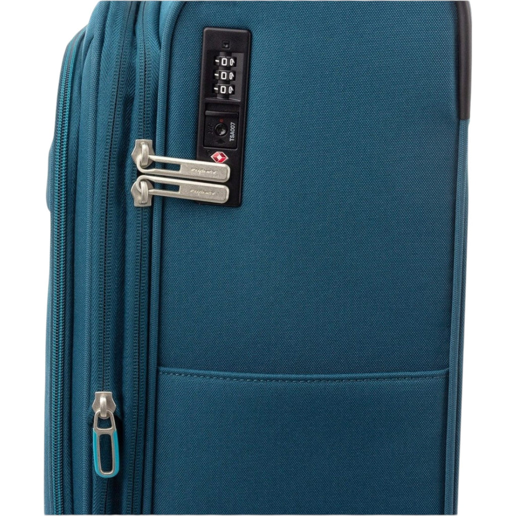 Lieblingstasche Lightstyler cabin spinner suitcase in teal blue fabric with integrated TSA combination lock