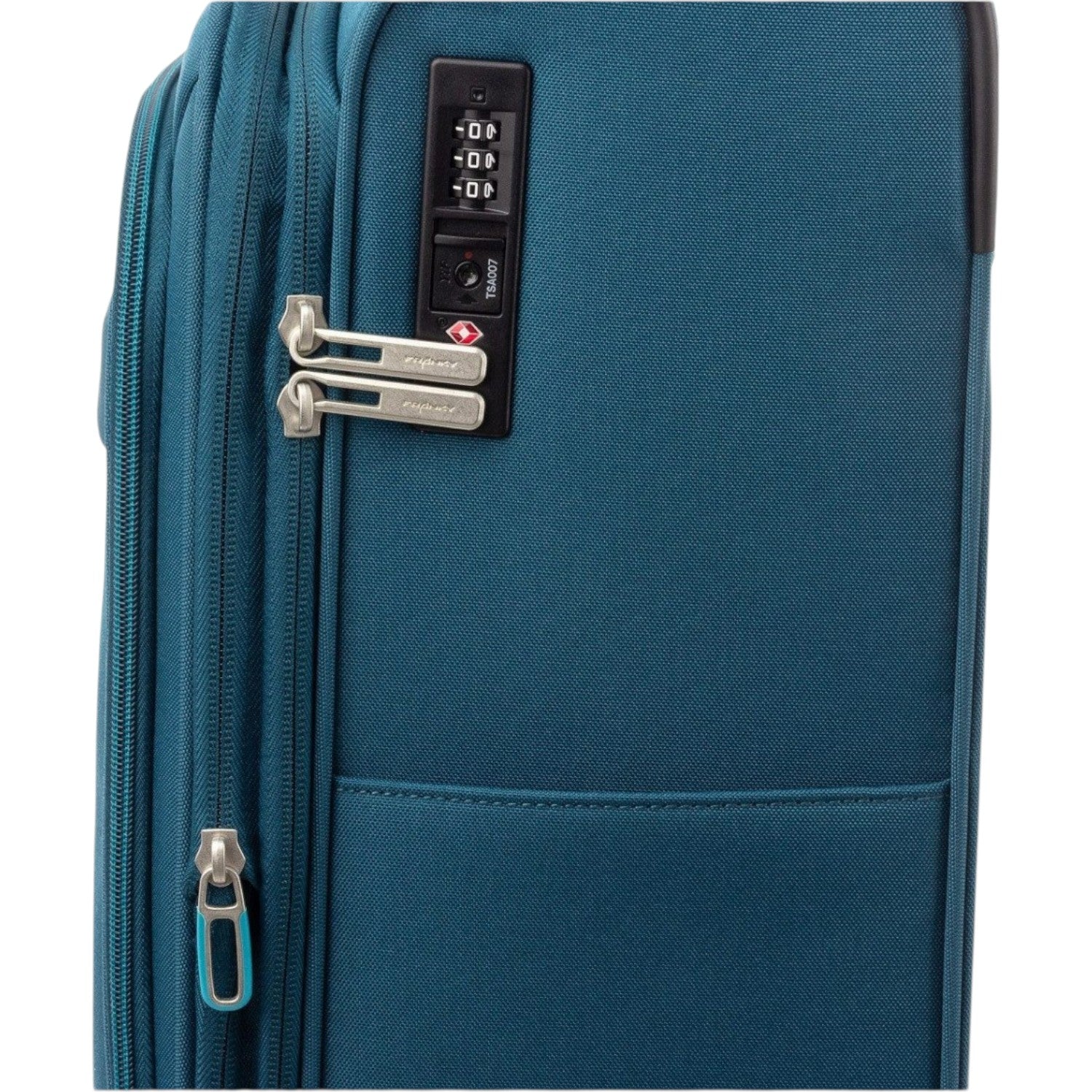 Lieblingstasche Lightstyler cabin spinner suitcase in teal blue fabric with integrated TSA combination lock