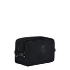 Lieblingstasche Longchamp Boxford toiletry bag in black canvas with leather trim and double zip compartments