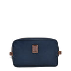 Lieblingstasche Longchamp Boxford navy blue toiletry bag with brown leather trim and logo patch