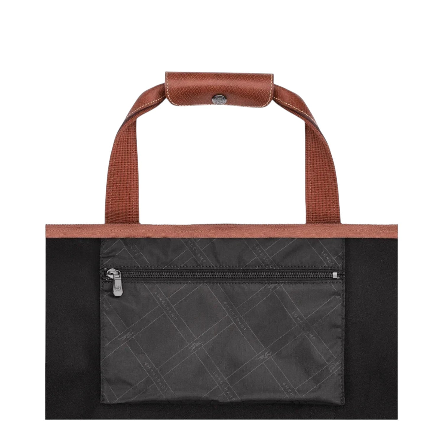 Lieblingstasche Longchamp Boxford travel bag in black canvas with brown leather trim and front zip pocket
