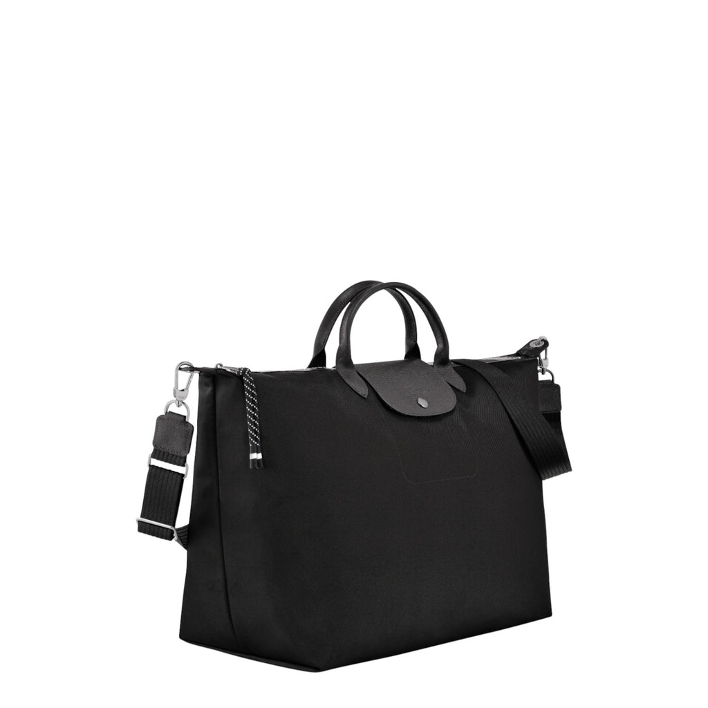 Lieblingstasche Longchamp Le Pliage Energy black canvas travel bag with leather trim and adjustable shoulder strap
