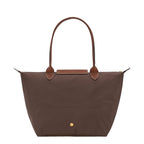 Lieblingstasche Longchamp Le Pliage medium shoulder bag in brown nylon with leather handles and gold snap button
