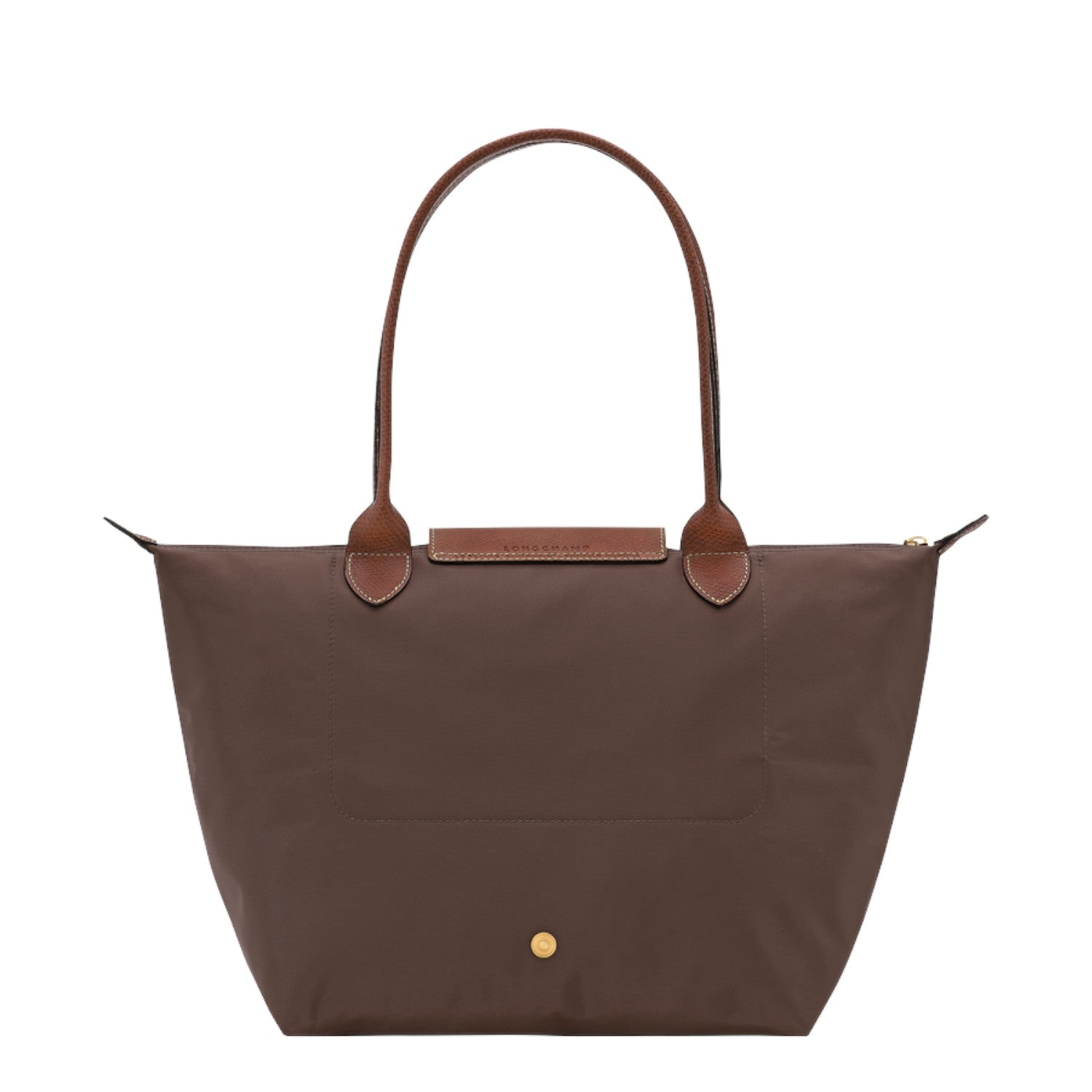 Lieblingstasche Longchamp Le Pliage medium shoulder bag in brown nylon with leather handles and gold snap button