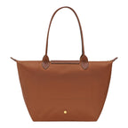Lieblingstasche Longchamp Le Pliage large brown nylon shoulder bag with leather handles and gold snap button