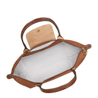 Lieblingstasche Longchamp Le Pliage shoulder bag in brown nylon with leather handles and interior view