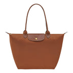 Lieblingstasche Longchamp Le Pliage large shoulder bag in brown nylon with leather trim and gold hardware