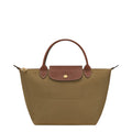 Lieblingstasche Longchamp Le Pliage small handbag in olive green nylon with brown leather handles and gold hardware