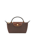 Lieblingstasche Longchamp Le Pliage Pochette in brown nylon with leather flap and gold-tone hardware