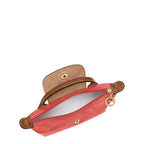 Lieblingstasche Longchamp Le Pliage Pochette in coral pink nylon with brown leather trim and gold zipper pull