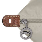 Lieblingstasche Longchamp Le Pliage XL travel bag beige nylon detail with brown leather trim and metal logo zipper