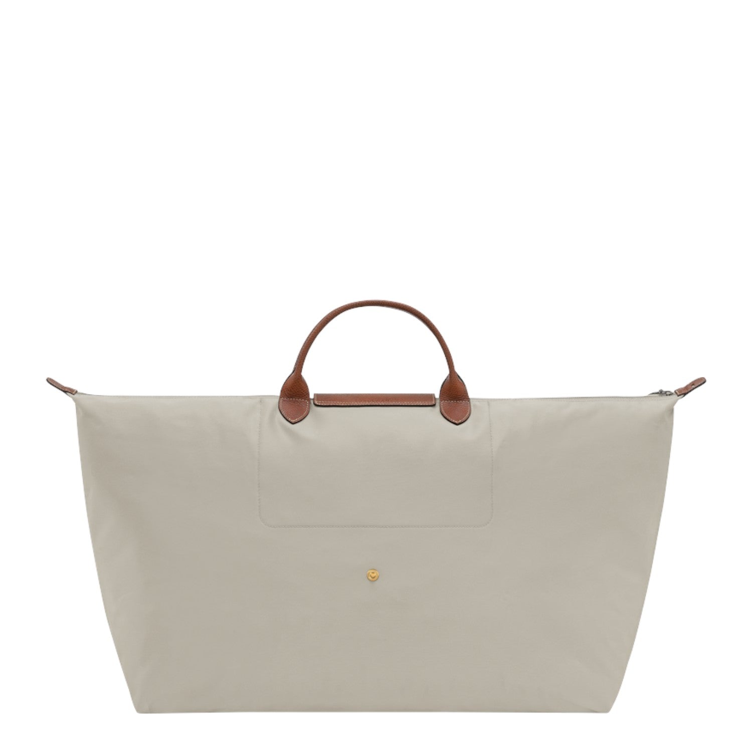 Lieblingstasche Longchamp Le Pliage XL travel bag in beige nylon with brown leather handles and gold snap button