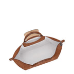 Lieblingstasche Longchamp Le Pliage large travel bag in brown nylon with leather handles and white interior lining