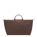 Lieblingstasche Longchamp Le Pliage XL travel bag in brown nylon with tan leather handles and flap closure