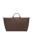 Lieblingstasche Longchamp Le Pliage XL travel bag in brown nylon with tan leather handles and flap closure