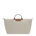 Lieblingstasche Longchamp Le Pliage XL travel bag in beige nylon with brown leather handles and flap