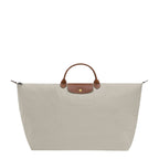 Lieblingstasche Longchamp Le Pliage XL travel bag in beige nylon with brown leather handles and flap