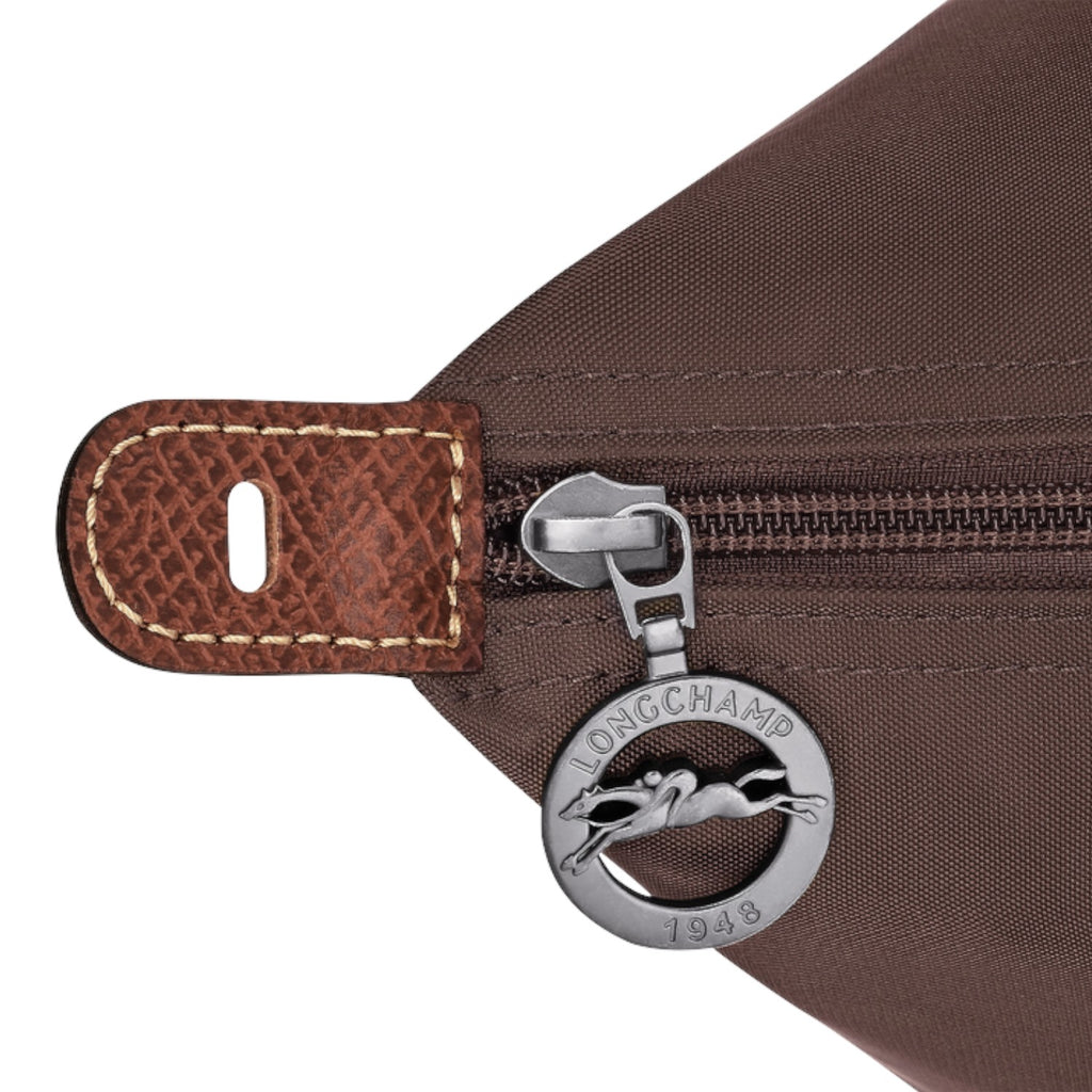 Lieblingstasche Longchamp Le Pliage XL travel bag brown nylon with leather trim and silver logo zipper pull
