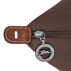 Lieblingstasche Longchamp Le Pliage XL travel bag brown nylon with leather trim and silver logo zipper pull