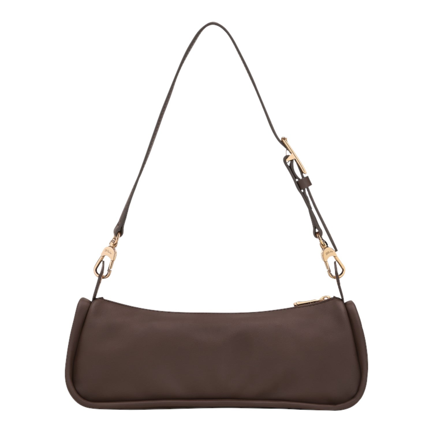 Lieblingstasche Looong Schultertasche S in dark brown with gold-tone hardware and an adjustable shoulder strap.
