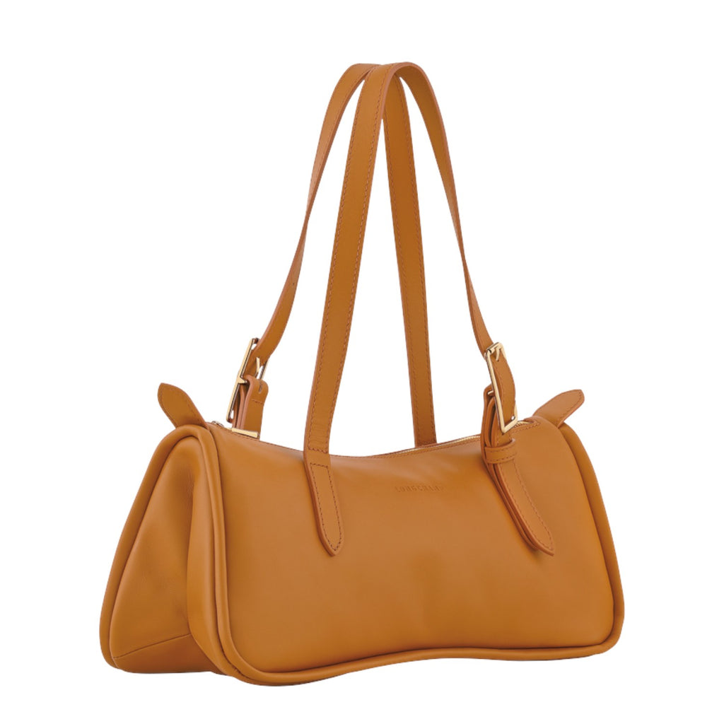 Lieblingstasche Looong shoulder bag in tan leather with gold-tone buckle details and adjustable straps