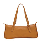 Lieblingstasche Looong shoulder bag in tan leather with adjustable strap and gold-tone buckle hardware.