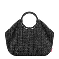 Lieblingstasche Loopbag Hobo in black with a textured tweed-like pattern and round black handles