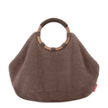 Lieblingstasche Loopbag Hobo in brown teddy fleece with a circular metallic handle