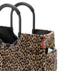 Lieblingstasche Loopshopper L tote bag in a brown and black leopard print faux fur with sturdy black circular handles