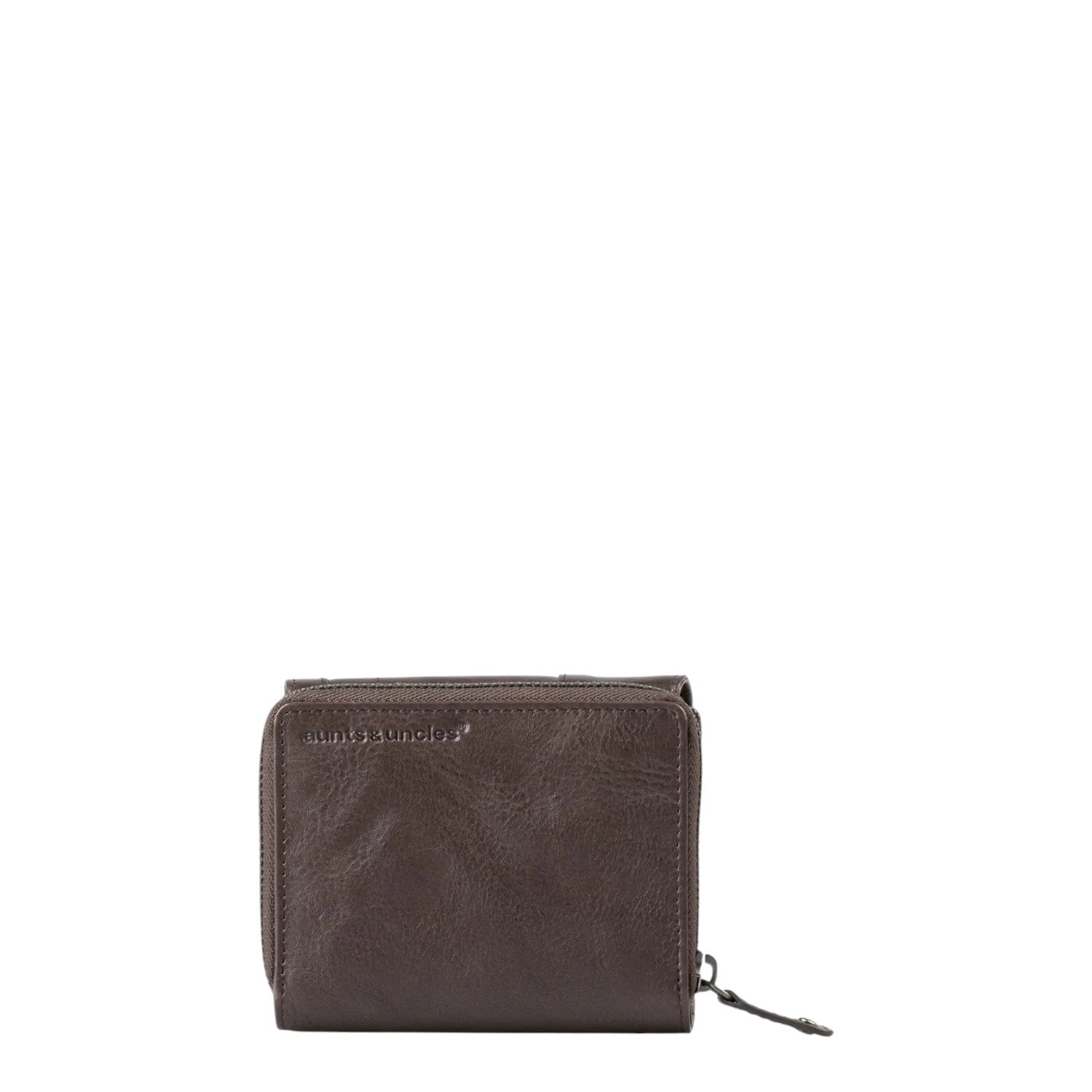 Lieblingstasche Lotta brown leather wallet with a zip-around closure and embossed aunts & uncles logo