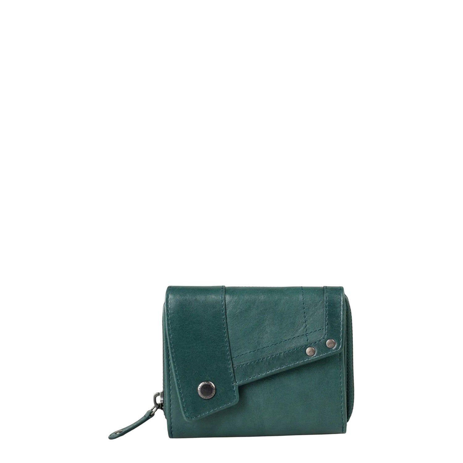 Lieblingstasche Lotta dark green leather wallet with a snap button flap closure and zip around design